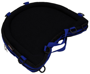 Image of a black Trabasack Curve Connect tray bag with a blue trim, on a white background